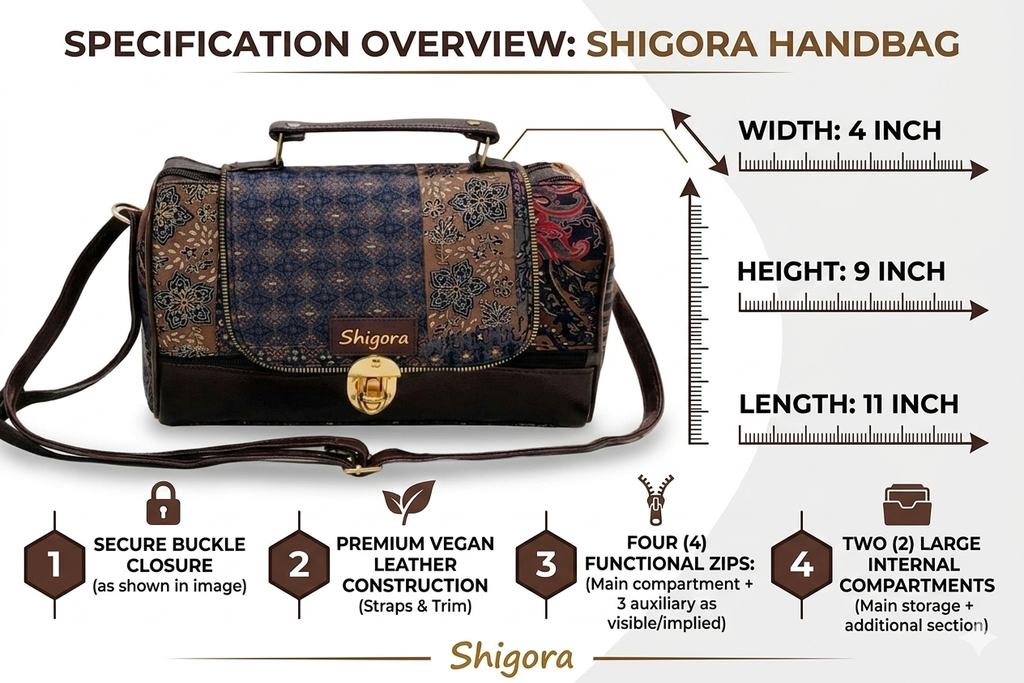 Brown Heritage Print Large Satchel Bag