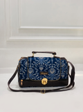 Blue Floral Print Large Satchel Bag
