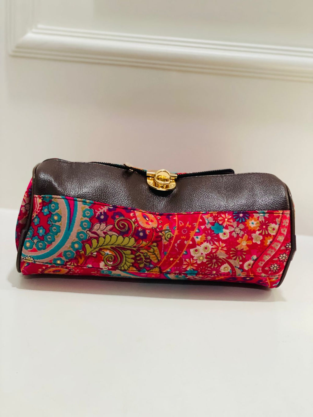 Red Floral Print Large Satchel Bag