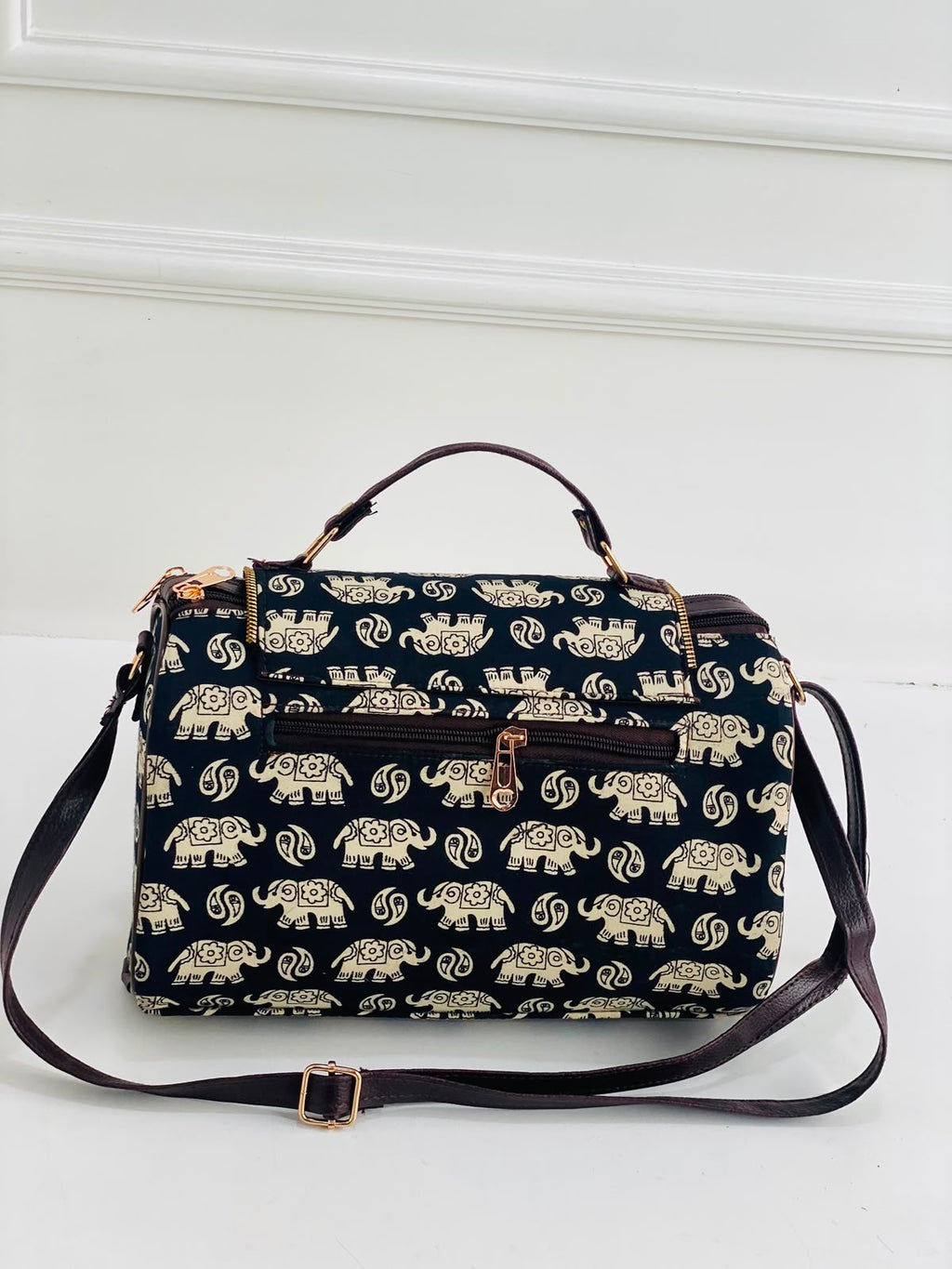 Indigo Elephant Large Satchel Bag