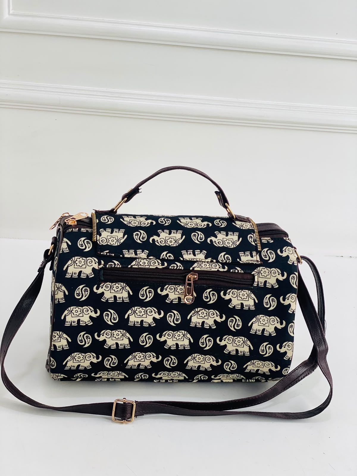 Indigo Elephant Large Satchel Bag