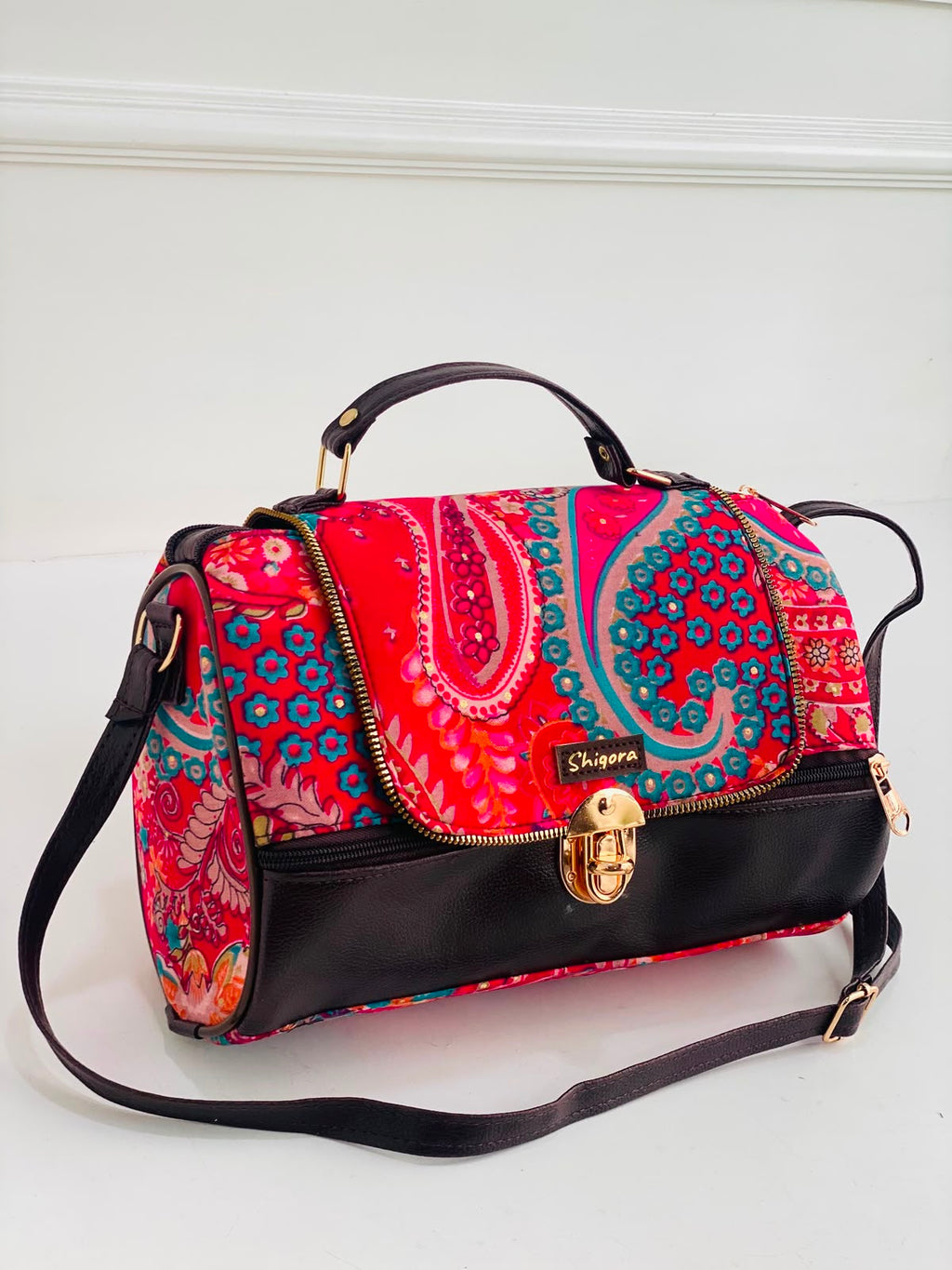 Berry Paisley Large Satchel Bag
