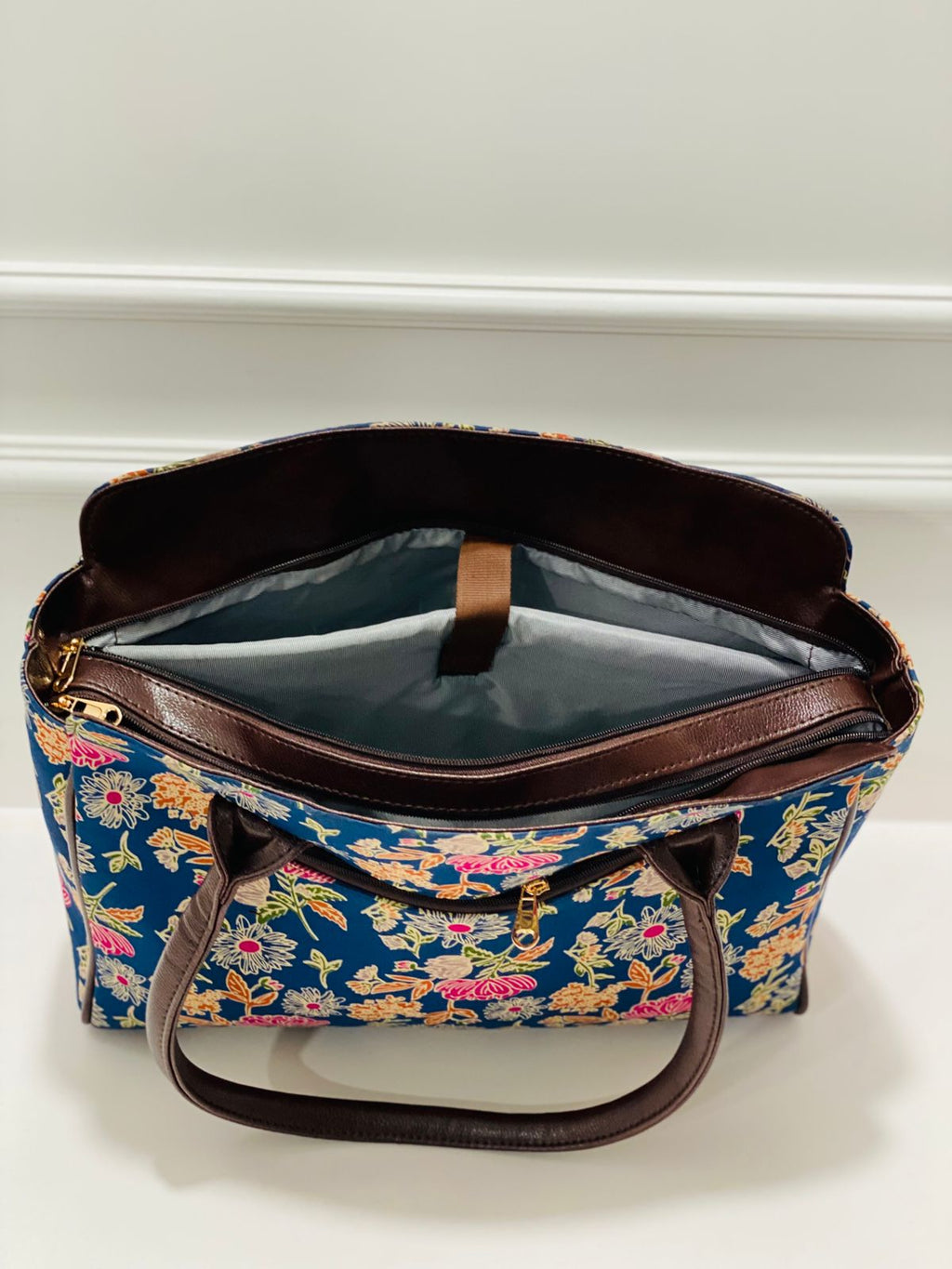 Navy Bloom Spacious Laptop Bag