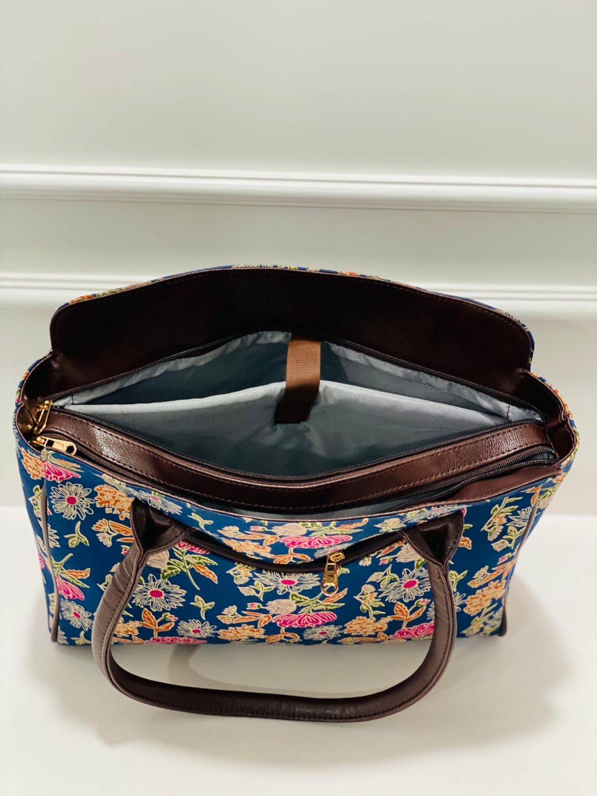 Navy Bloom Spacious Laptop Bag