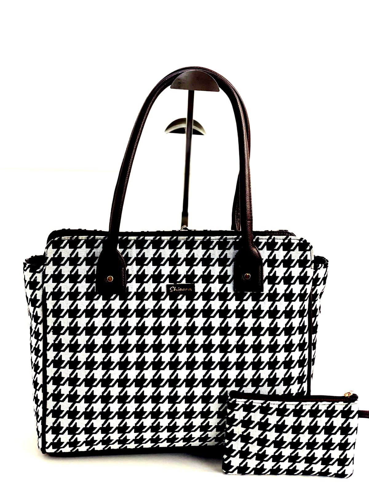 Houndstooth Luxe Spacious Laptop Bag