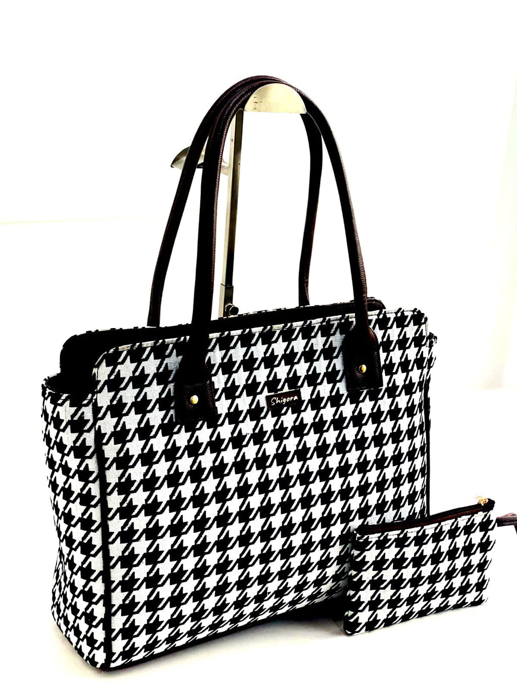 Houndstooth Luxe Spacious Laptop Bag