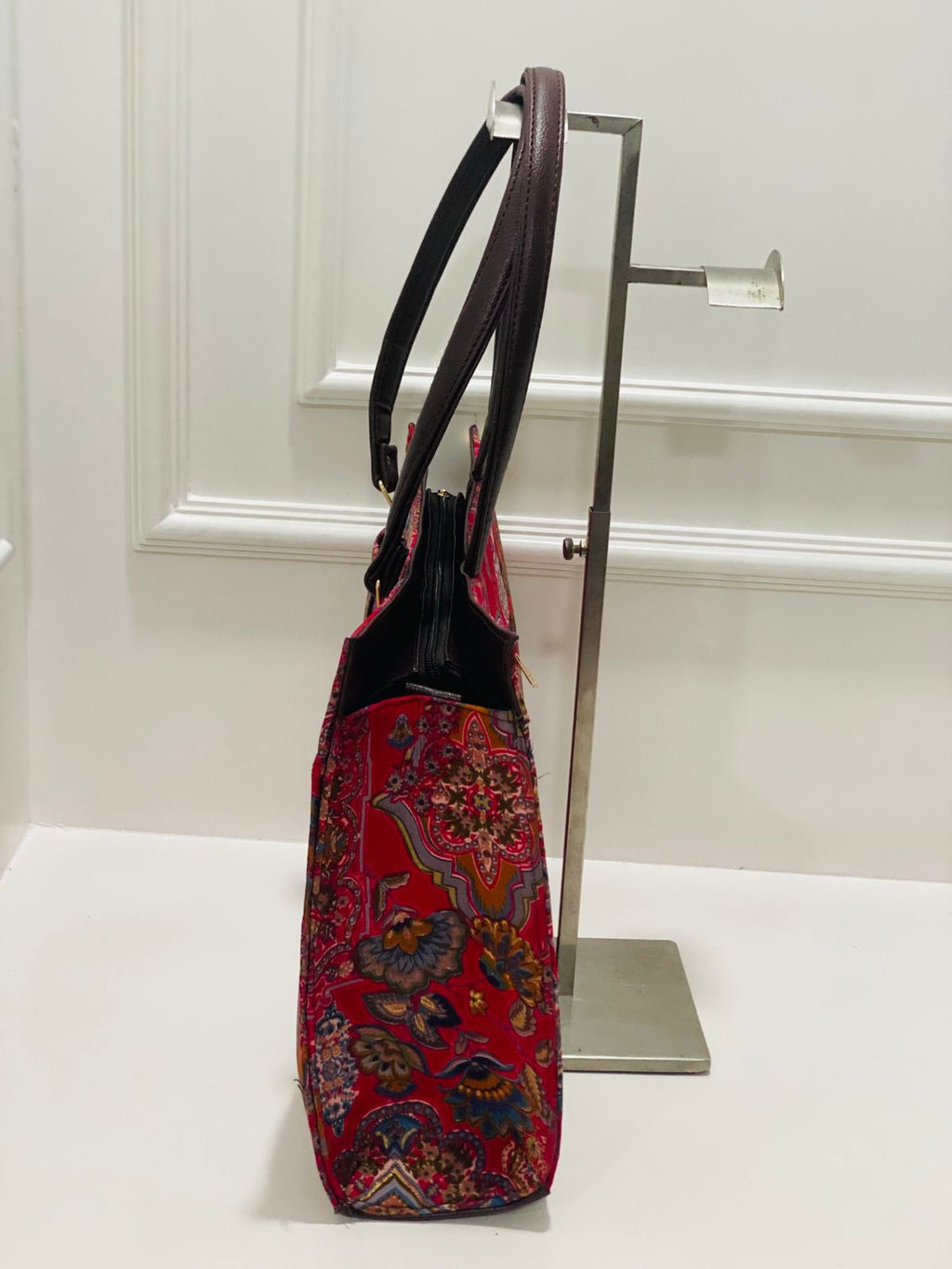 Red Floral Statement Laptop Bag With Pouch