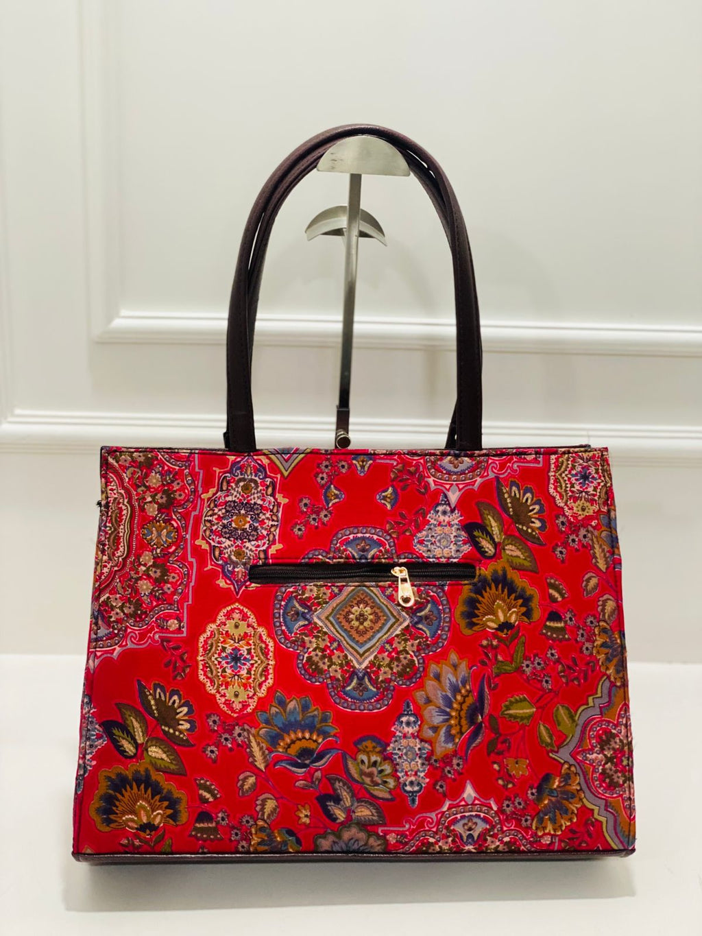 Red Floral Statement Laptop Bag With Pouch