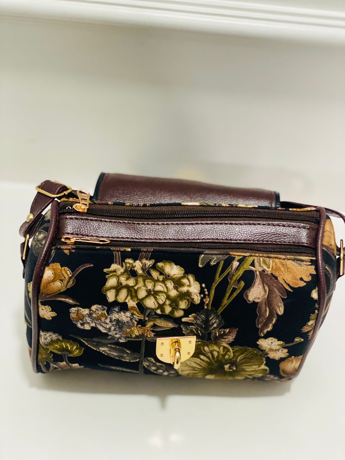 Black Bloom Medium Satchel Bag