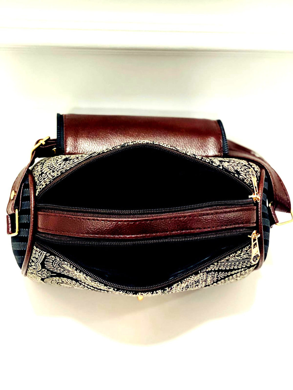 Black Mandala Medium Satchel Bag