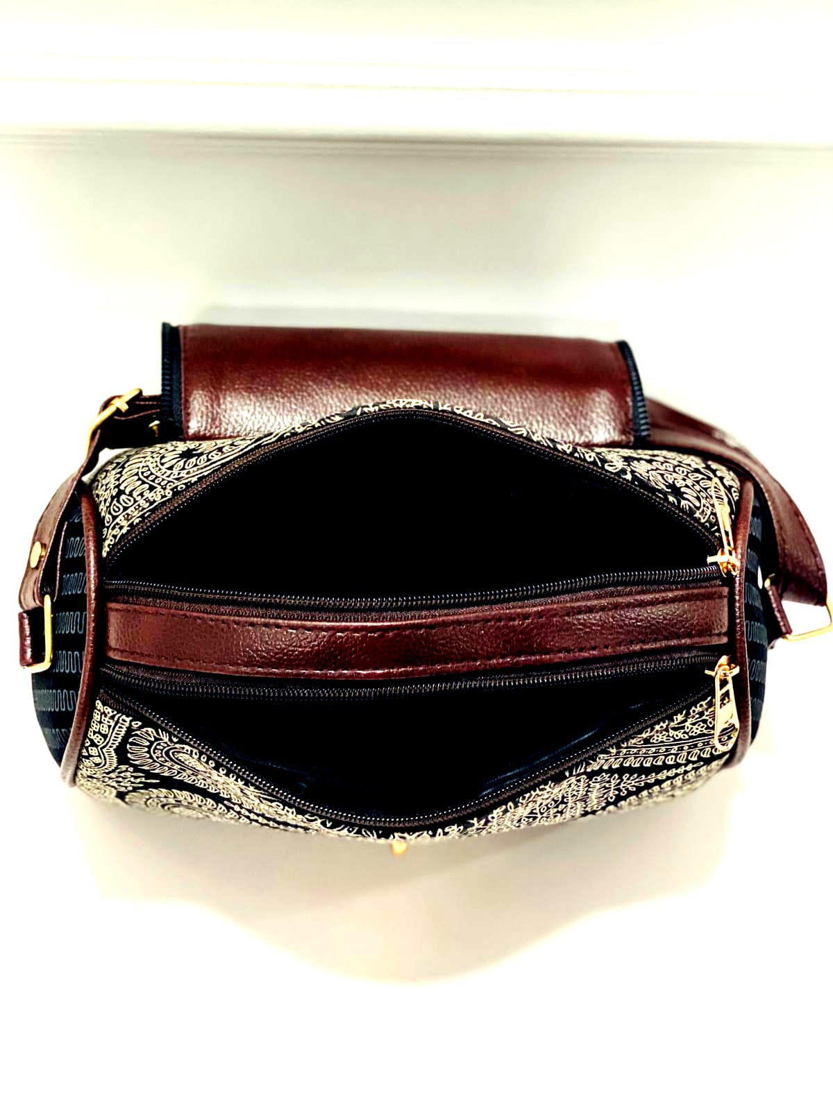Black Mandala Medium Satchel Bag