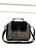 Black Mandala Medium Satchel Bag