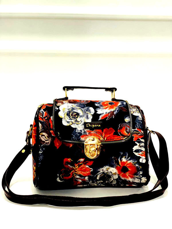 Midnight Rose Medium Satchel Bag