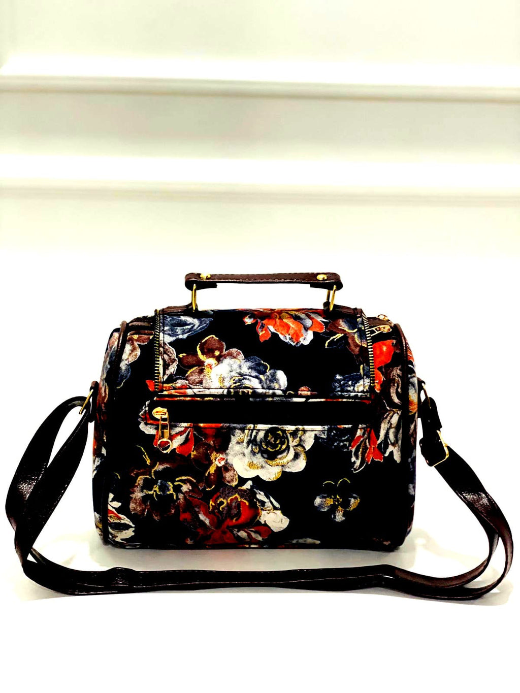 Midnight Rose Medium Satchel Bag