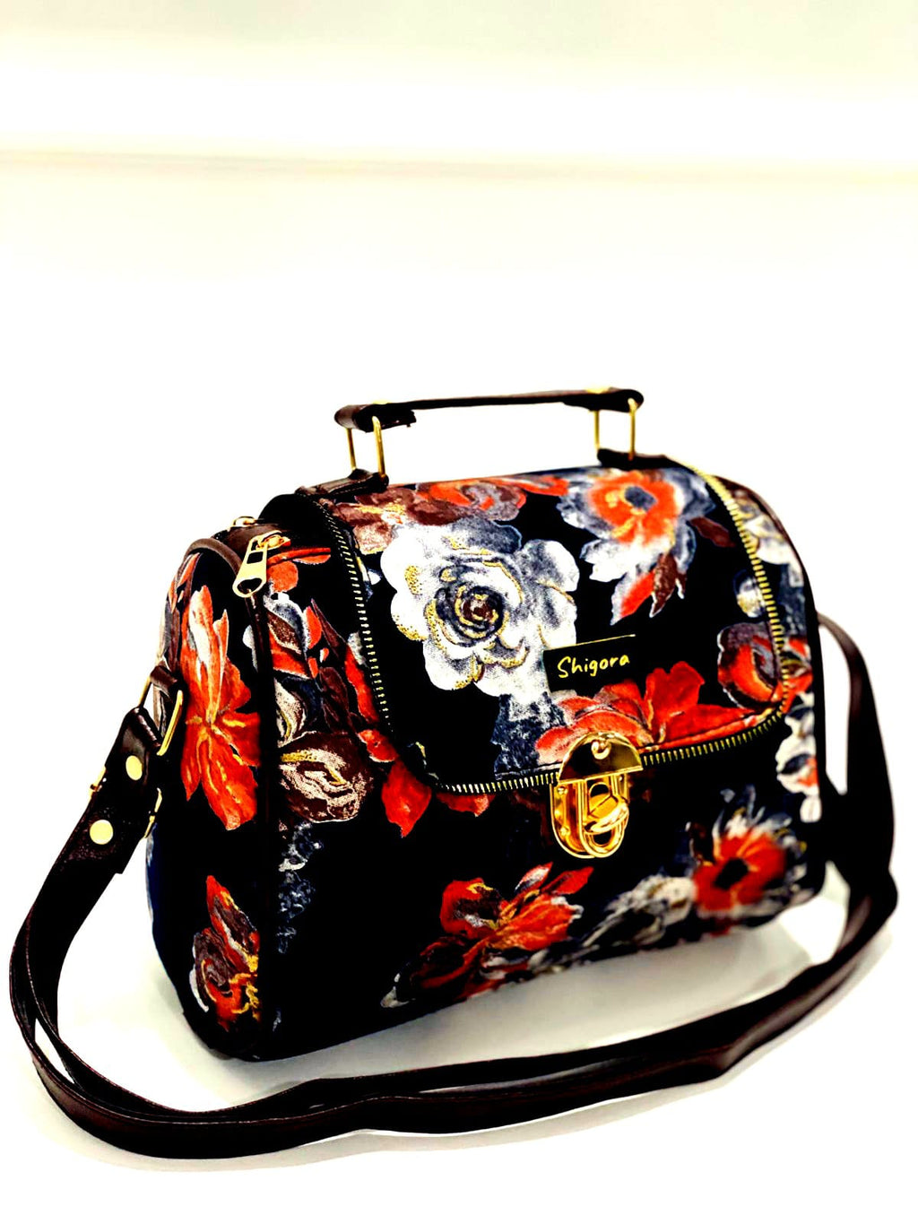Midnight Rose Medium Satchel Bag