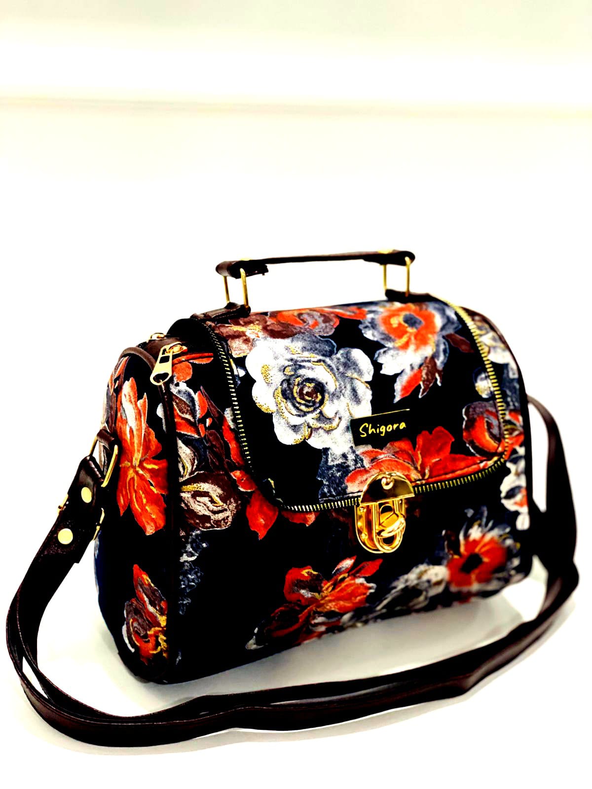 Midnight Rose Medium Satchel Bag