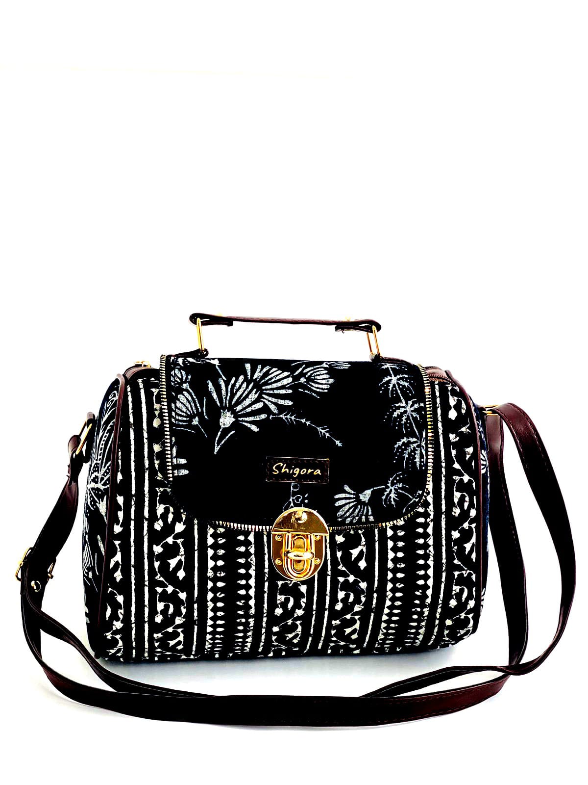 Midnight Bloom Medium Satchel Bag
