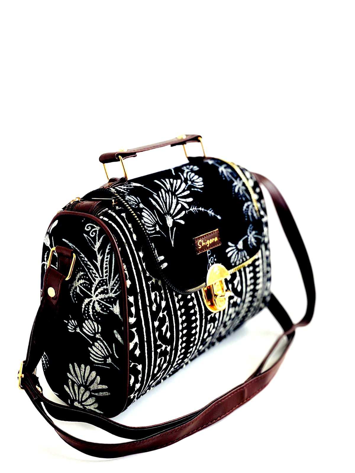 Midnight Bloom Medium Satchel Bag