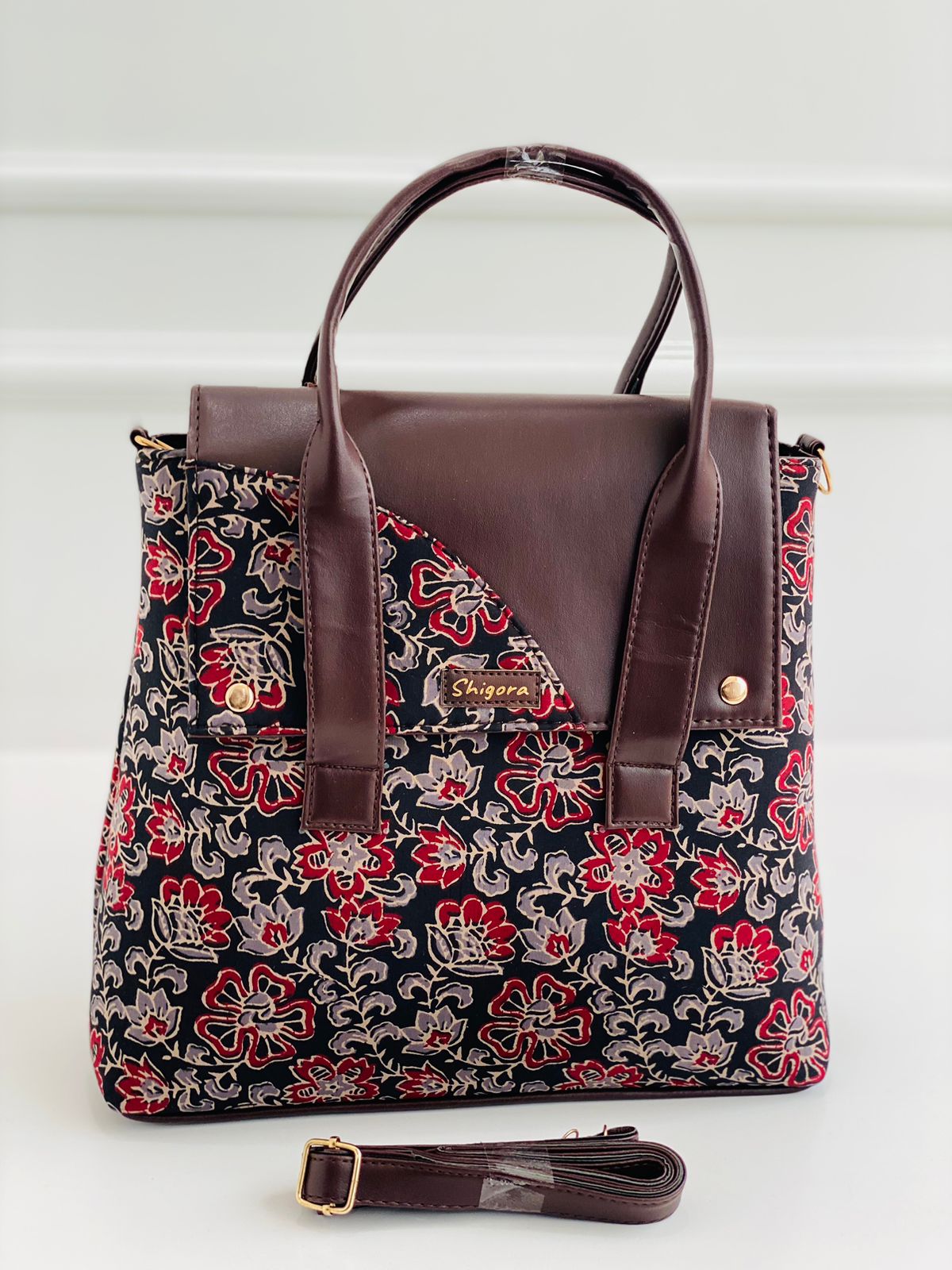 Red Floral Office Tote Bag