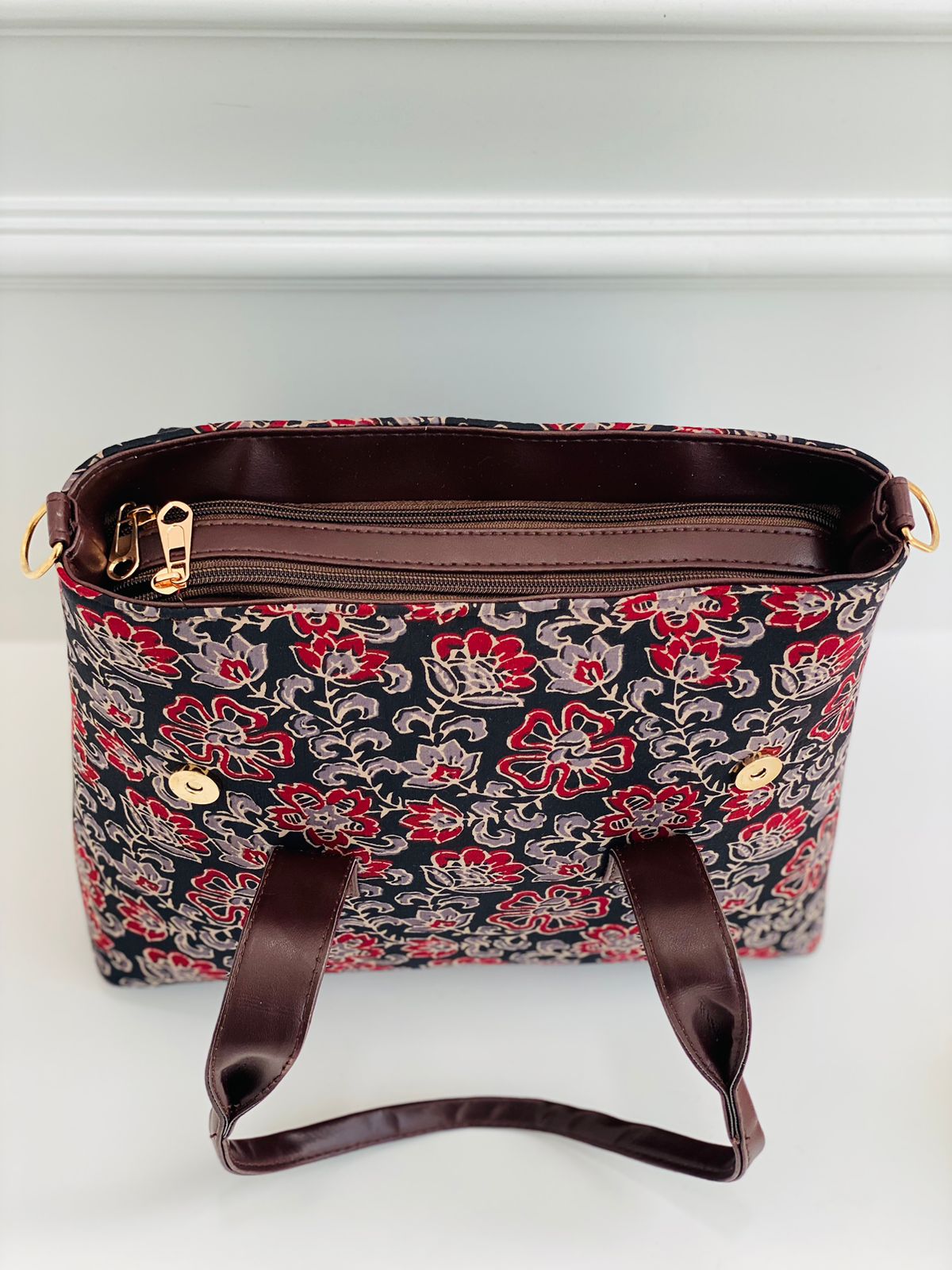 Red Floral Office Tote Bag