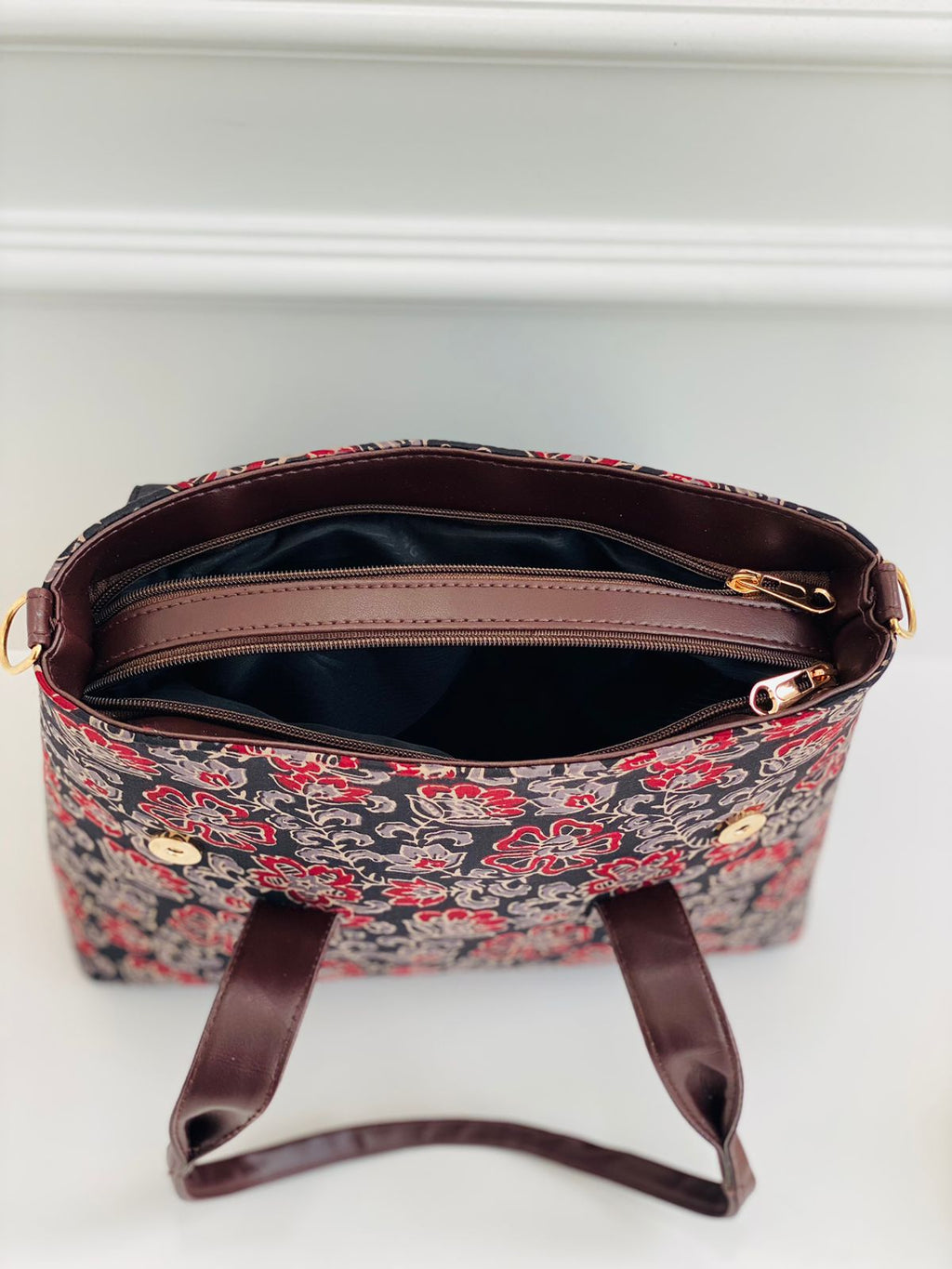 Red Floral Office Tote Bag