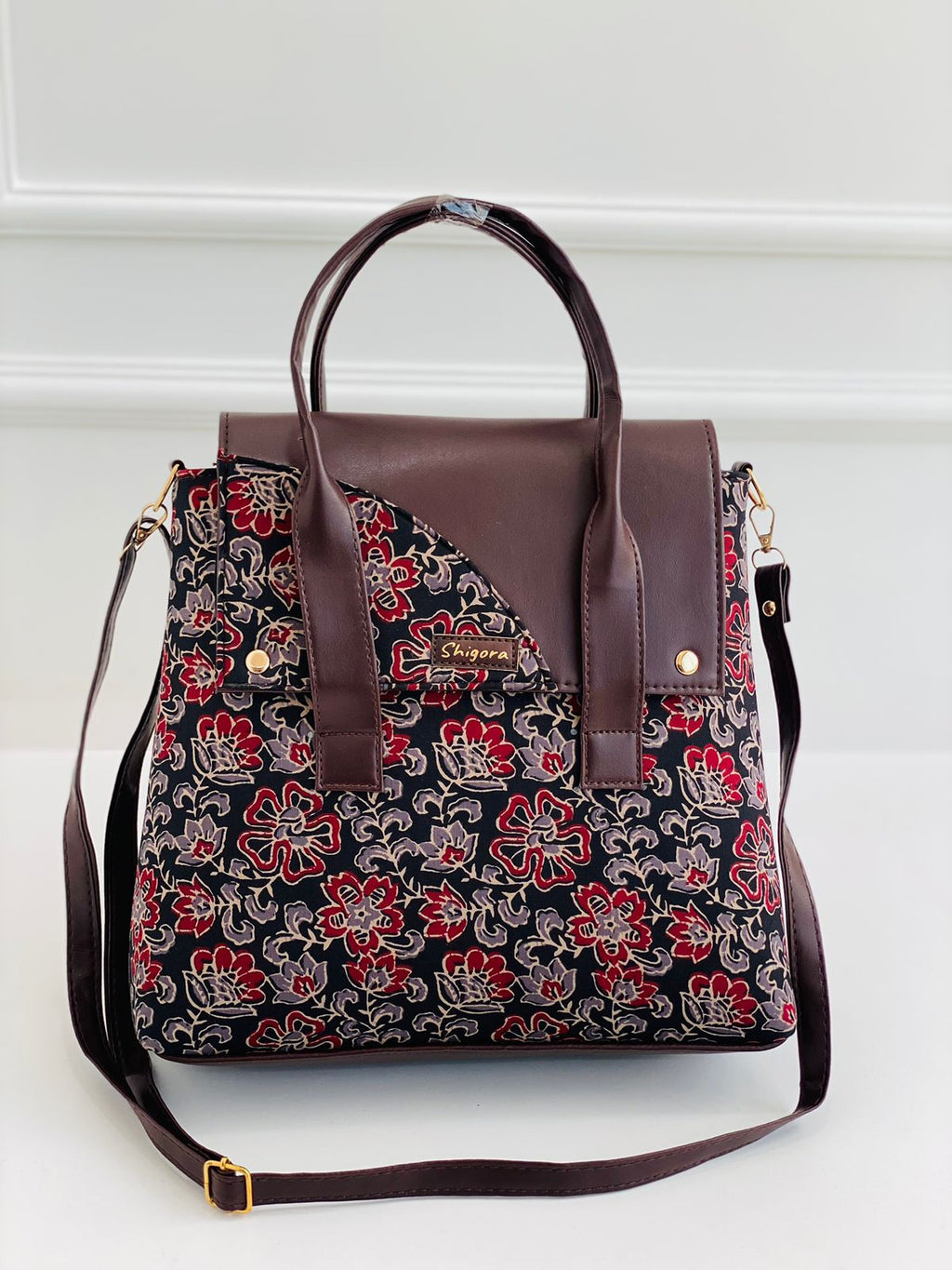 Red Floral Office Tote Bag