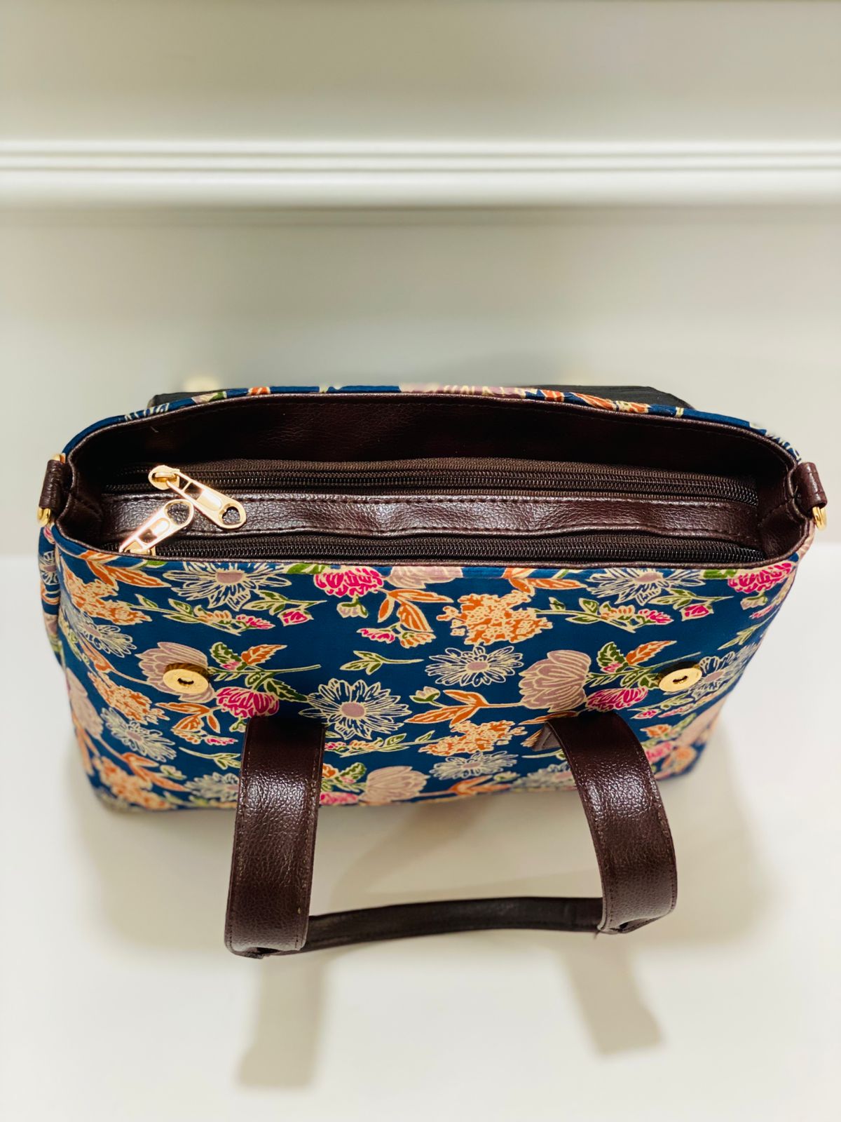 Blue Floral Office Tote Bag