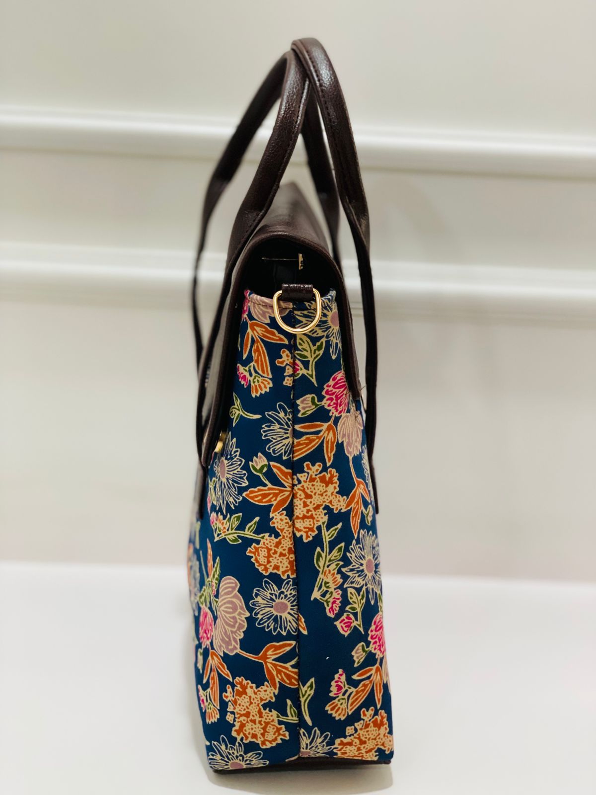 Blue Floral Office Tote Bag