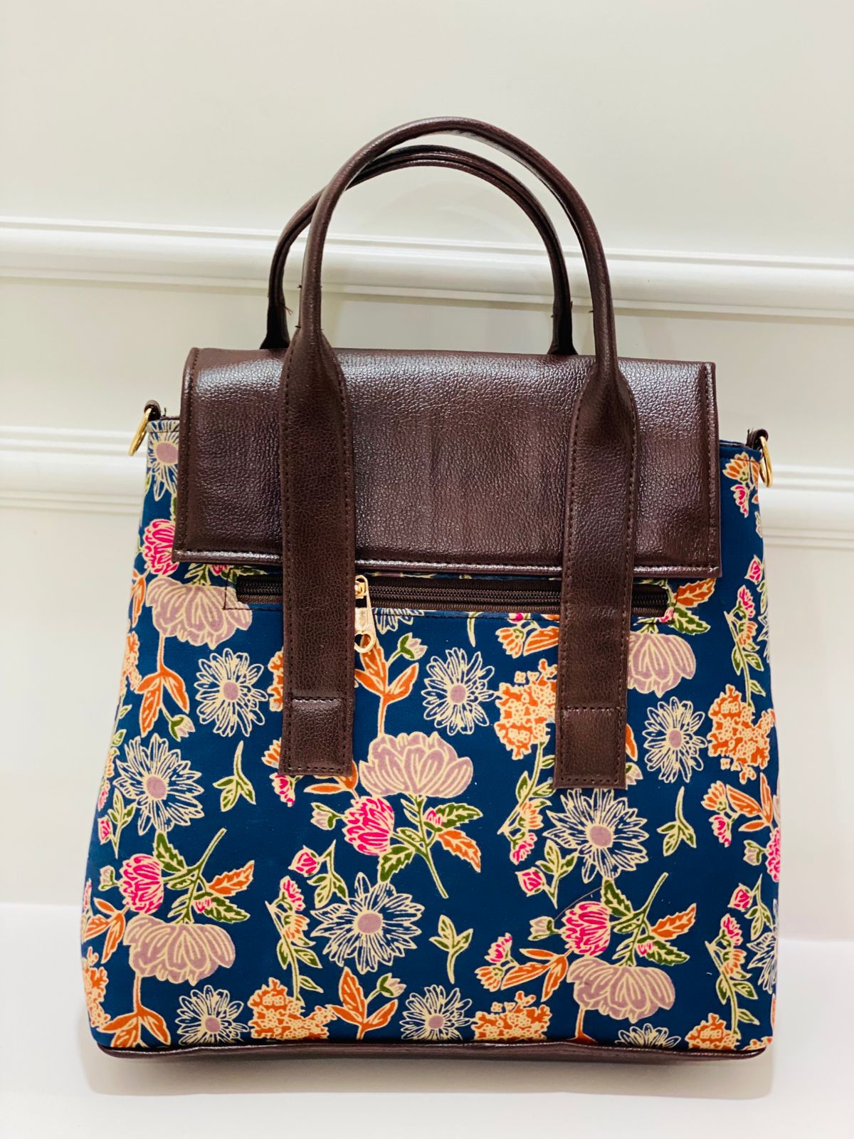 Blue Floral Office Tote Bag