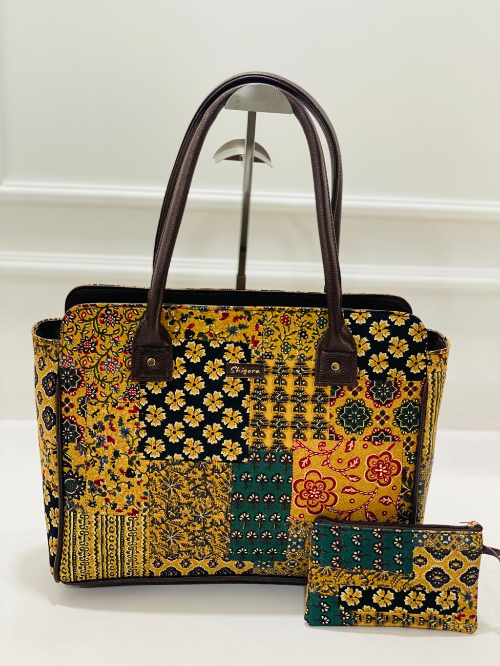 Mustard Mosaic Spacious Laptop Bag