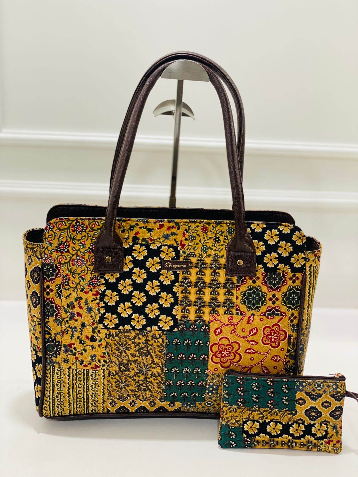 Mustard Mosaic Spacious Laptop Bag