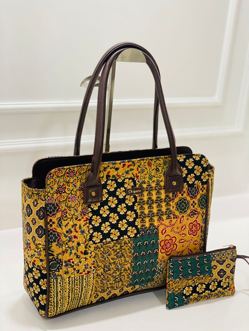 Mustard Mosaic Spacious Laptop Bag