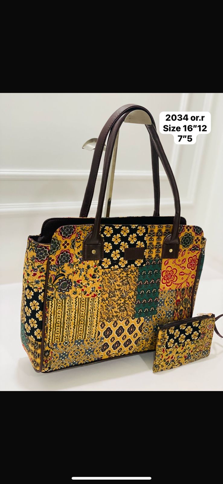 Mustard Mosaic Spacious Laptop Bag