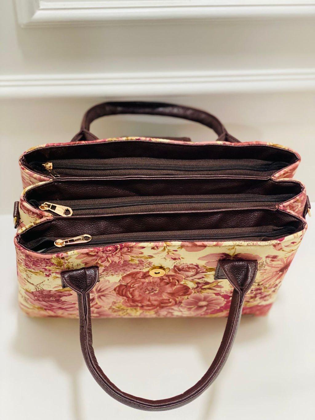 Pink Floral Triple Tier Bag