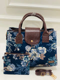Blue Floral Triple Tier Bag