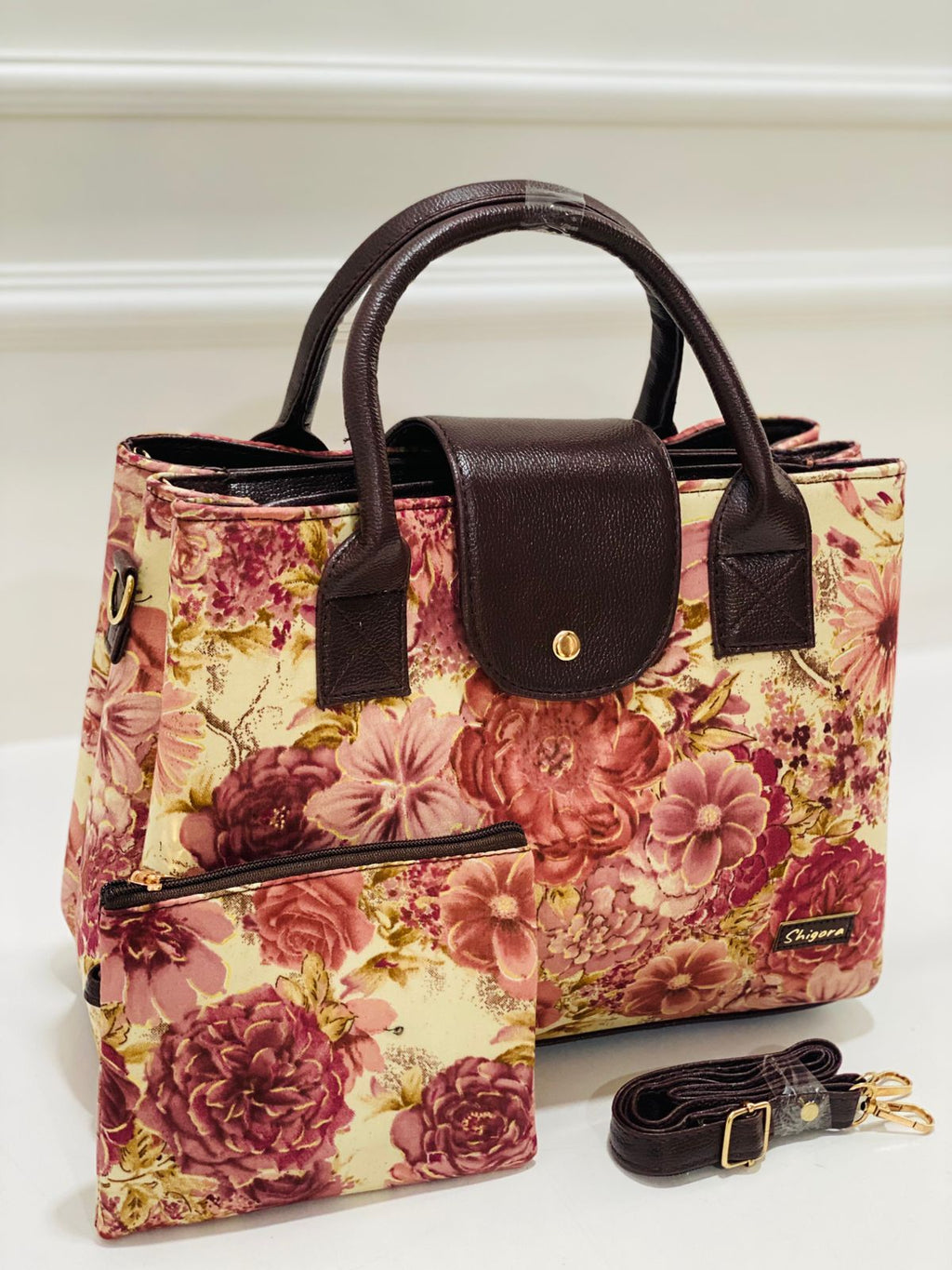 Pink Floral Triple Tier Bag