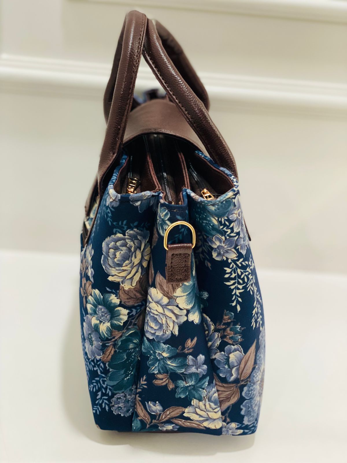Blue Floral Triple Tier Bag