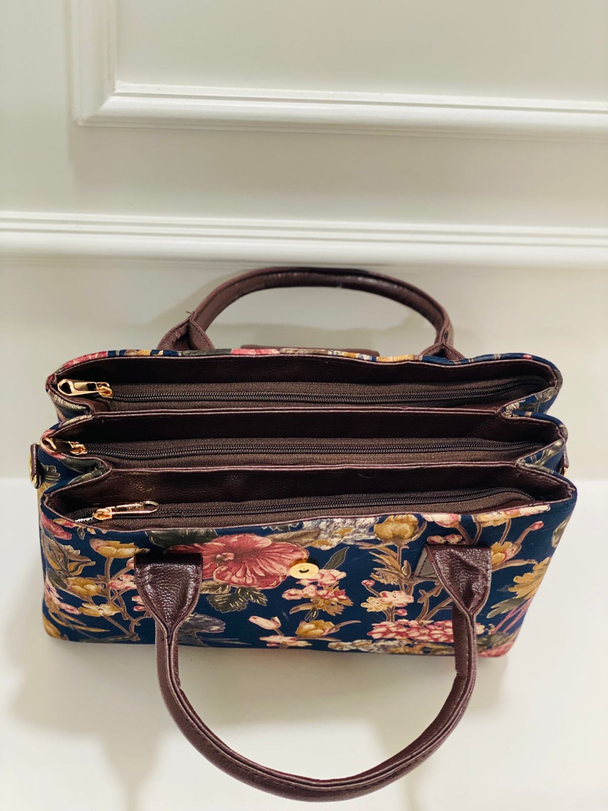 Black  Floral Triple Tier Bag