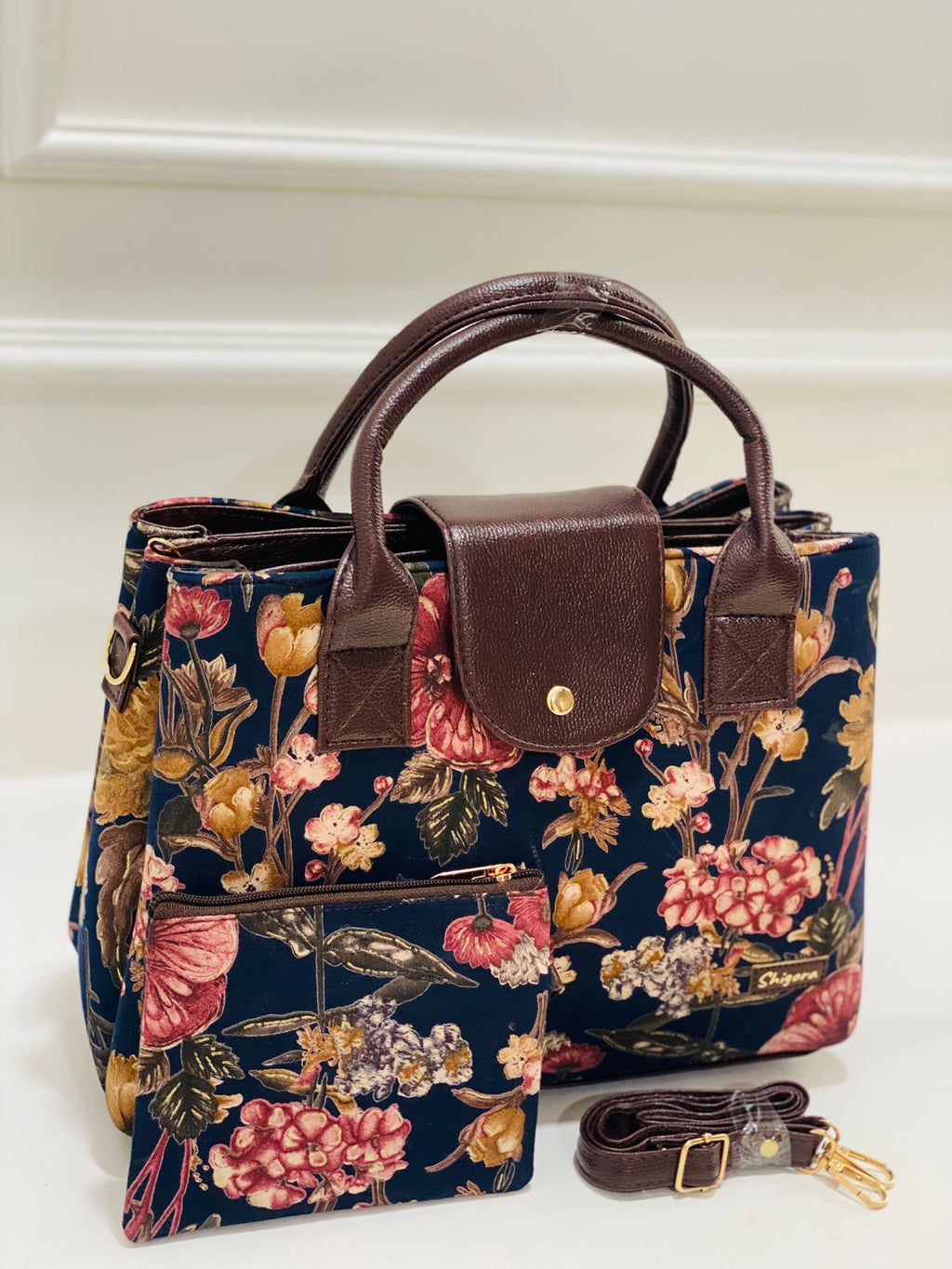 Black  Floral Triple Tier Bag
