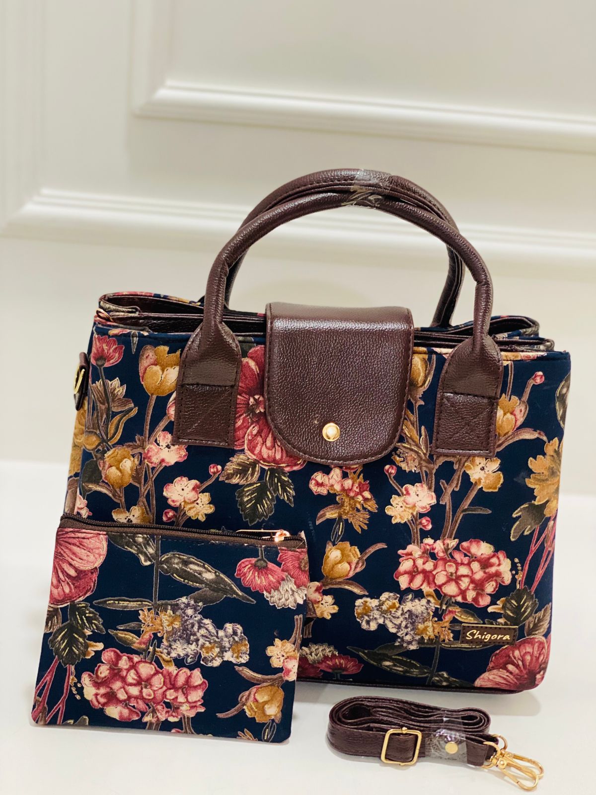 Black  Floral Triple Tier Bag