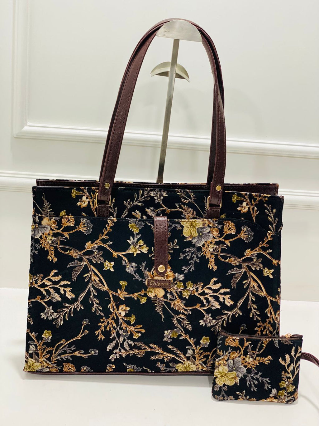 Midnight Bloom Statement Laptop Bag