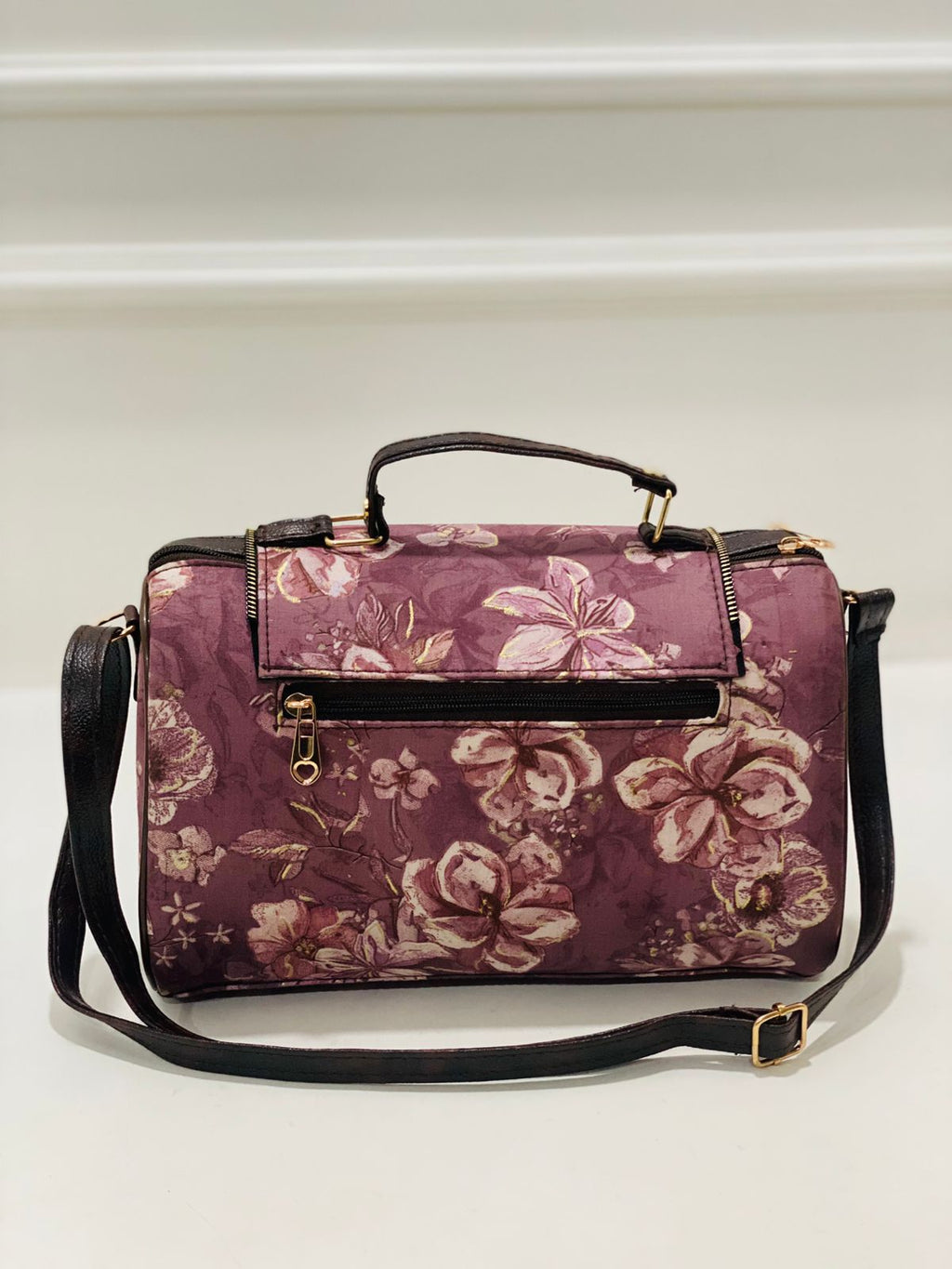 Magenta Floral Large Satchel Bag