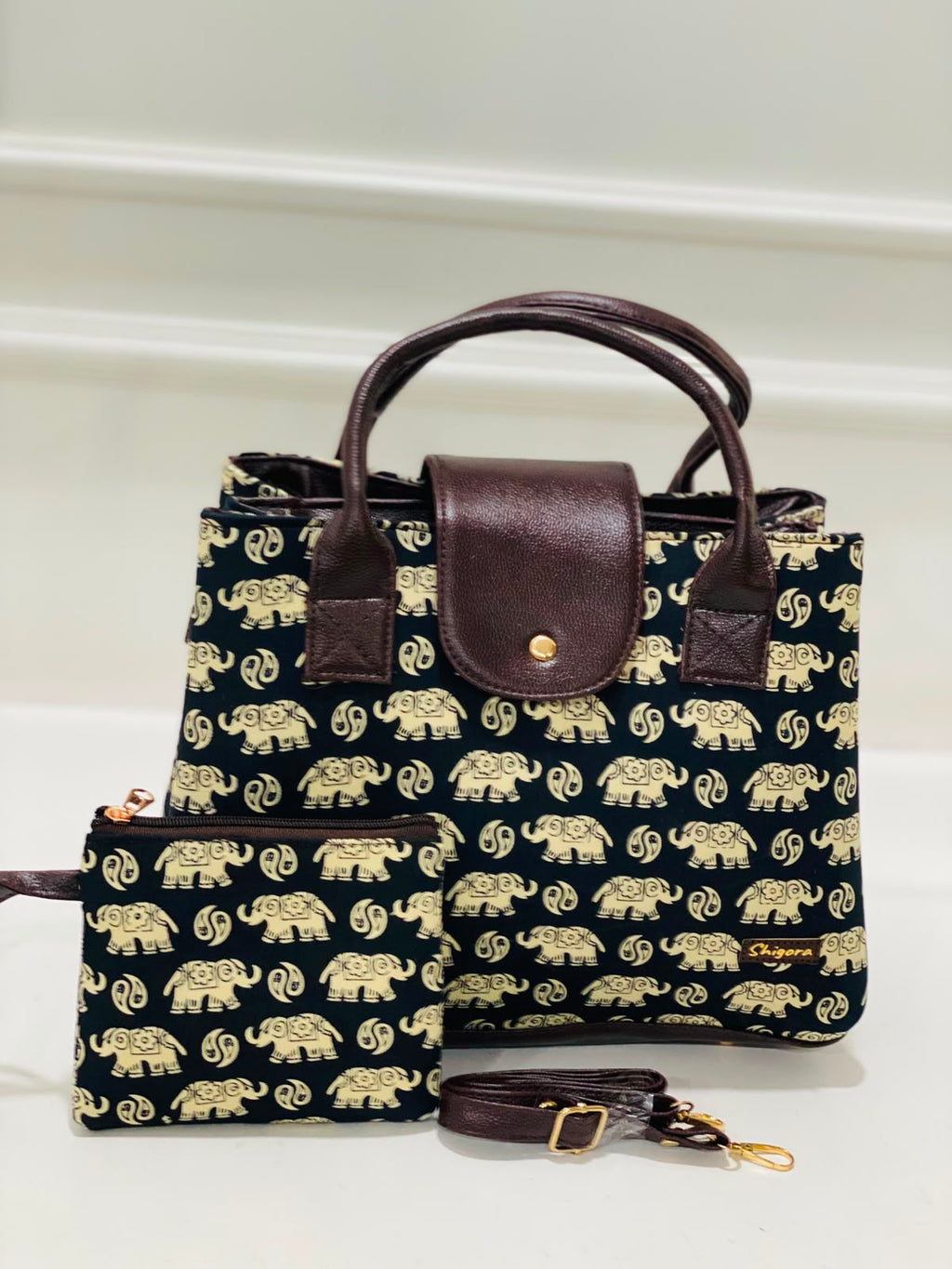 Black Elephant Triple Tier Bag