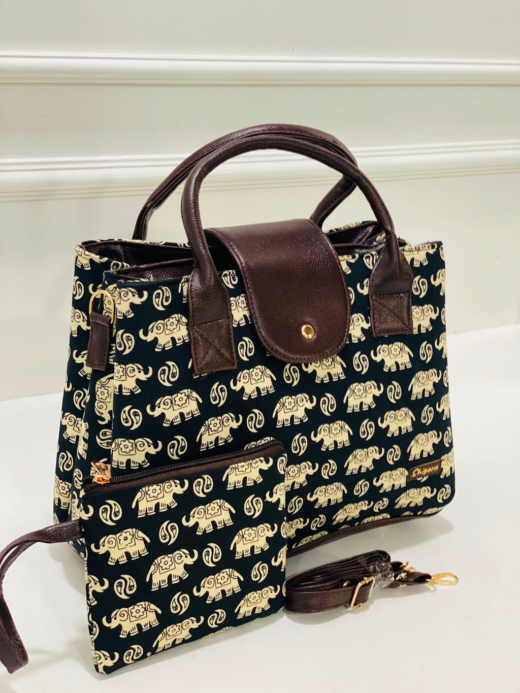 Black Elephant Triple Tier Bag