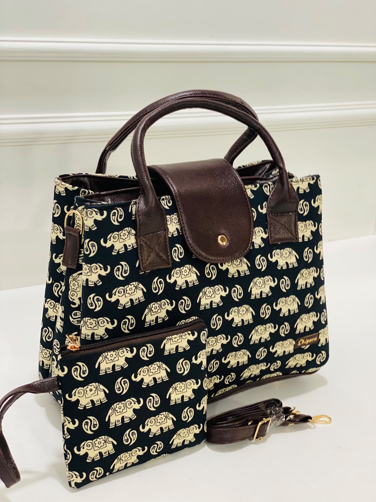 Black Elephant Triple Tier Bag