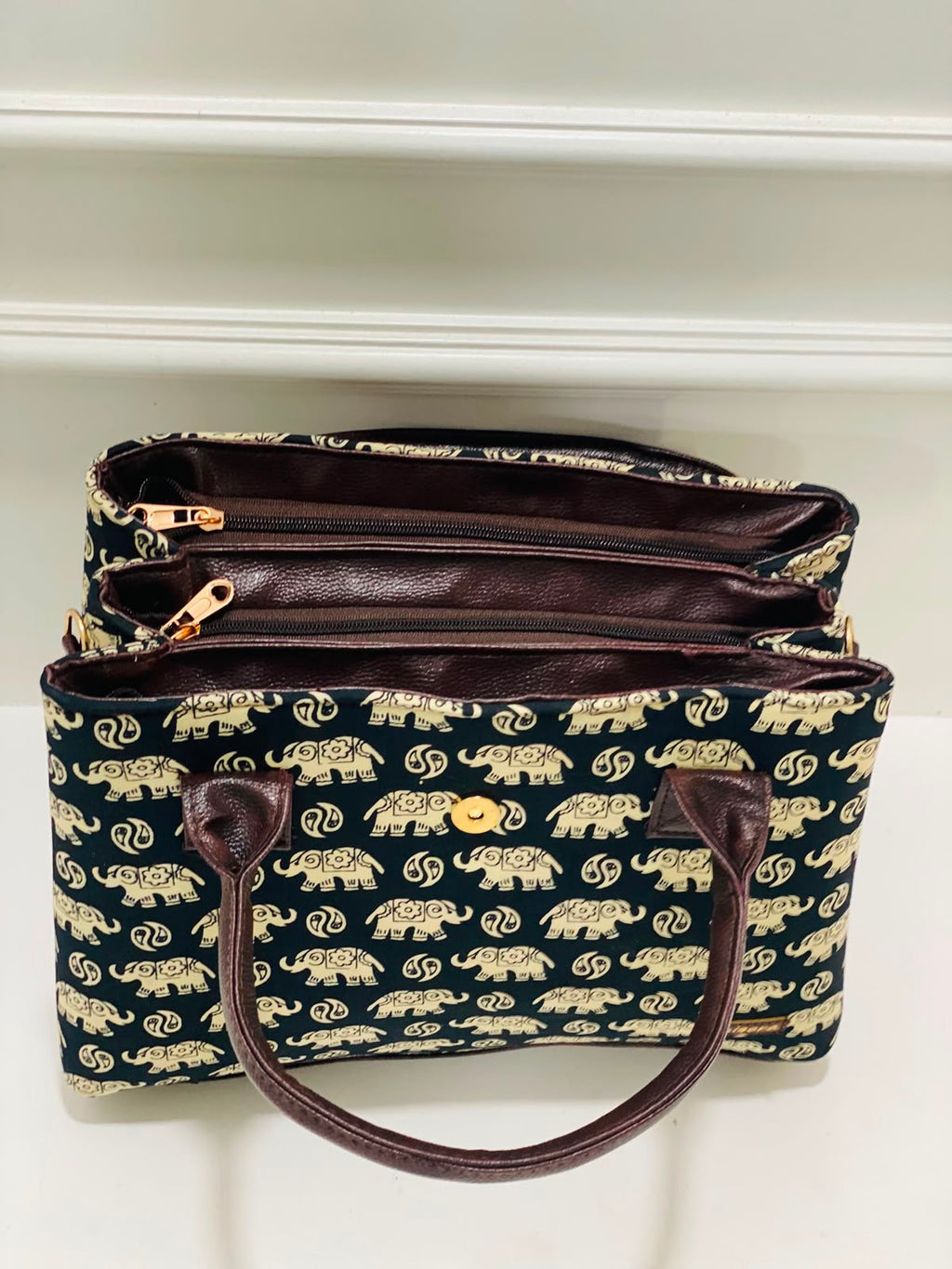 Black Elephant Triple Tier Bag