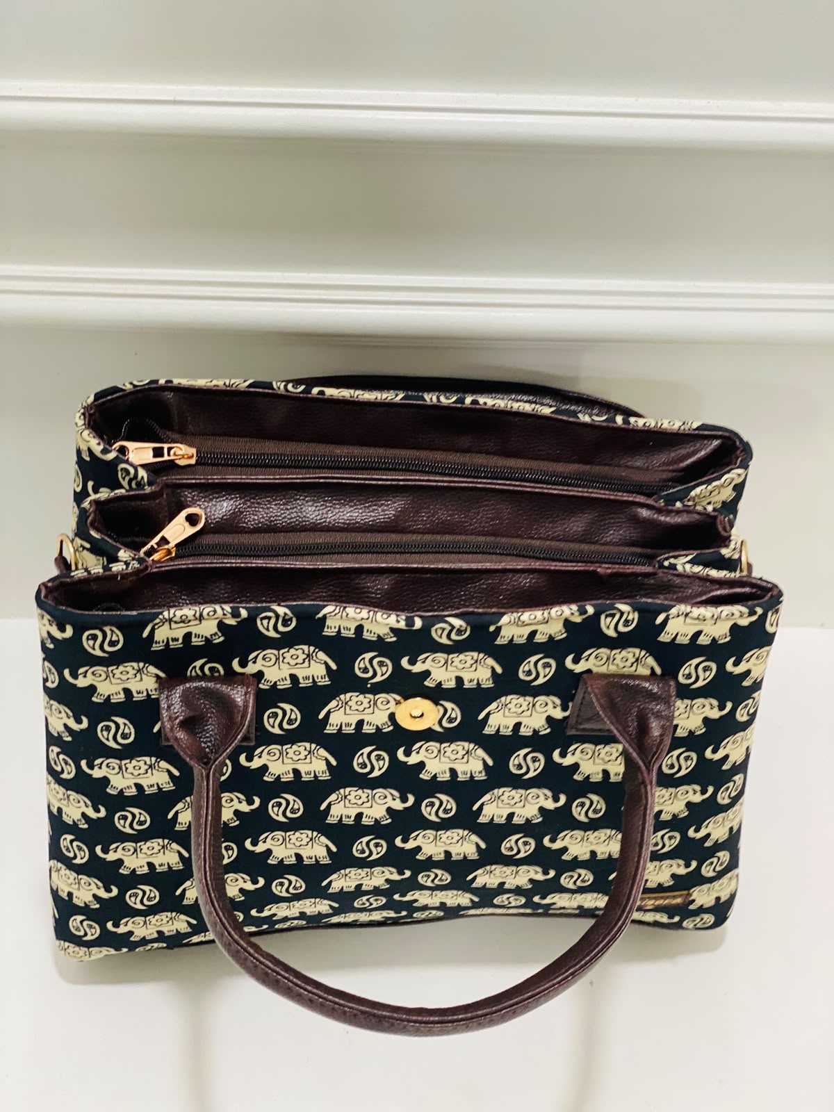 Black Elephant Triple Tier Bag