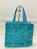 Blue Quilted Tote Bag