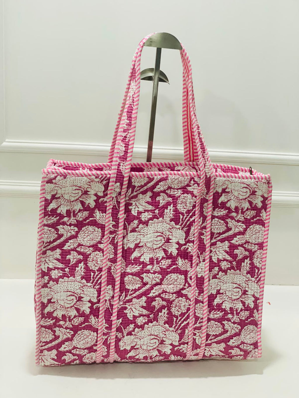 Pink Quilted Tote Bag