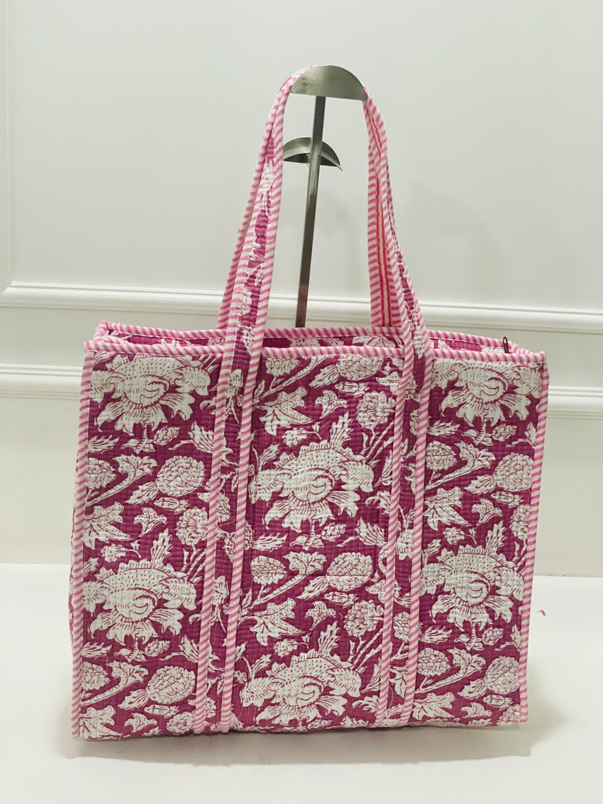 Pink Quilted Tote Bag